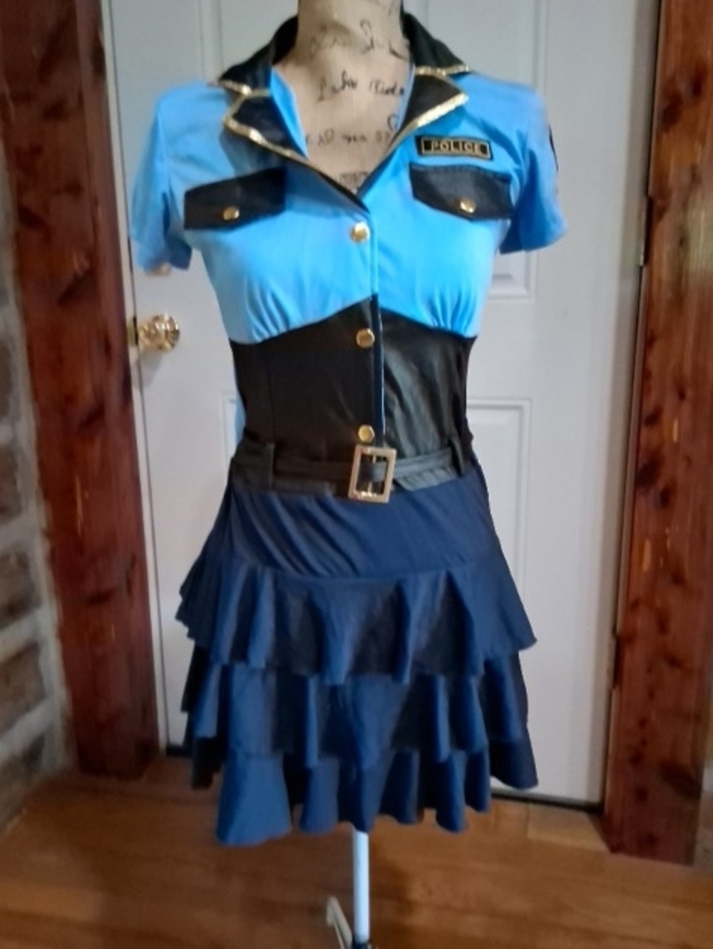 Police-Inspired Blue Tiered Halloween Costume.